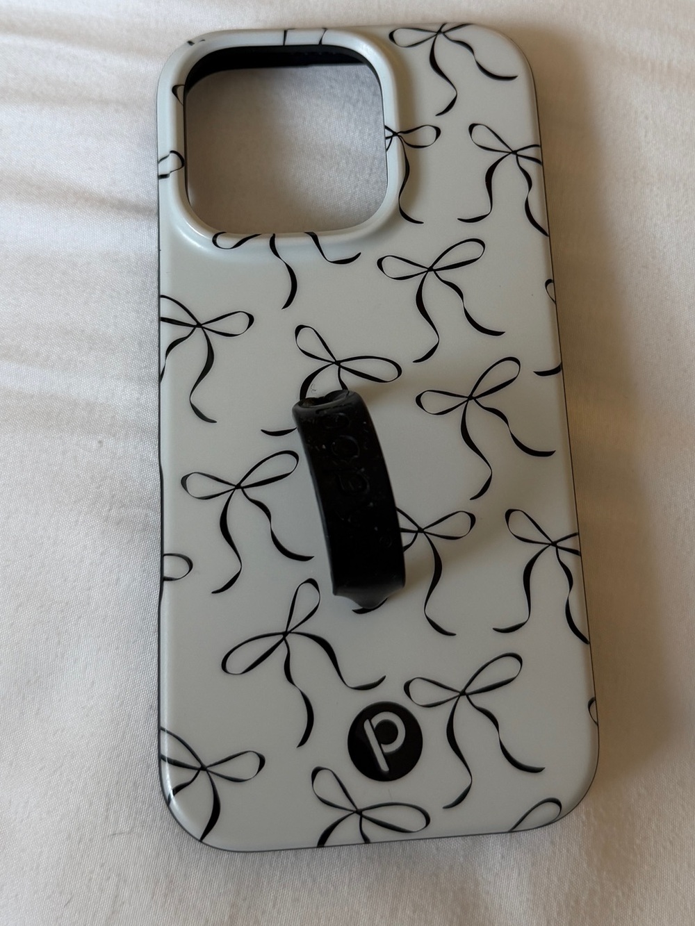 Loopy Case White Phone Case with Black Bow Pattern